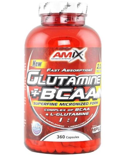 Glutamine + BCAA, 360 капсули, Amix - 1