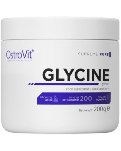 Glycine Powder, неовкусен, 200 g, OstroVit - 1
