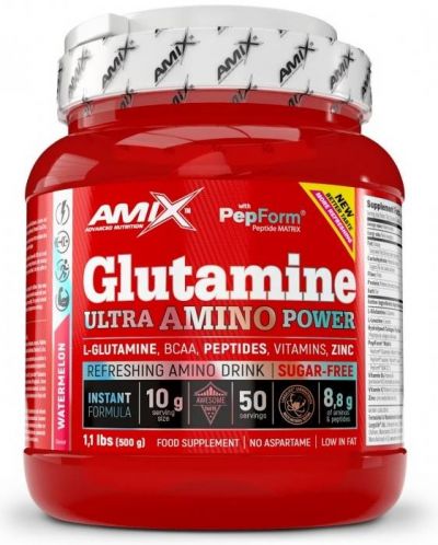 Glutamine Ultra Amino Power, пъпеш, 500 g, Amix - 1