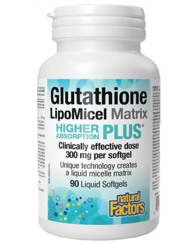 Glutathione LipoMicel Matrix, 300 mg, 90 капсули, Natural Factors - 1