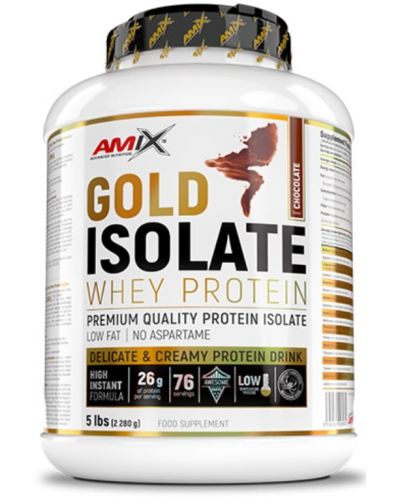 Gold Isolate Whey Protein, натурален шоколад, 2.28 kg, Amix - 1
