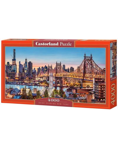 Панорамен пъзел Castorland от 4000 части - Добър вечер, Ню Йорк - 1