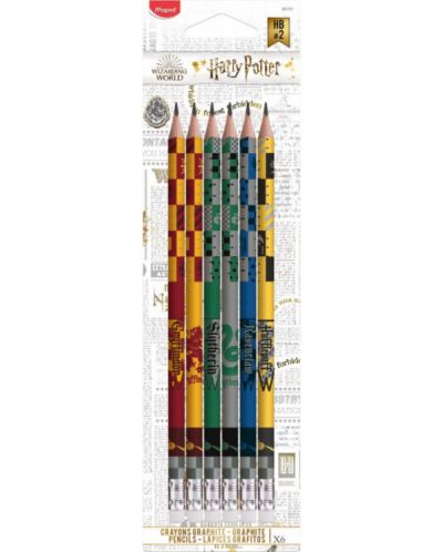 Комплект моливи Maped Harry Potter - HB, с гумичка, 6 броя - 1