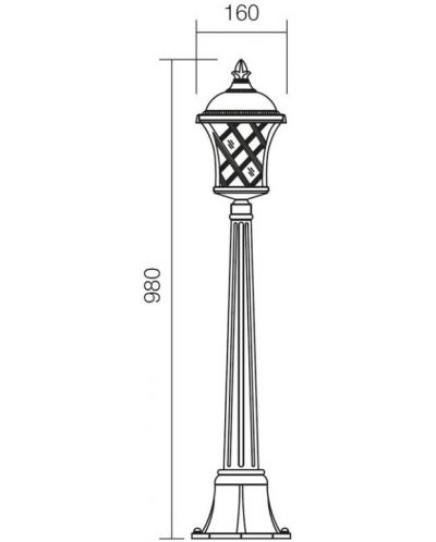 Градинска лампа Smarter - Bremen 9961, IP23, E27, 1x42W, черен месинг - 3