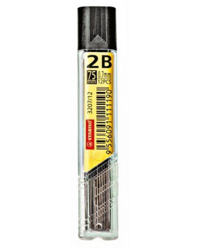 Графити за автоматичен молив Stabilo – 2B, 0.7 mm, 12 броя - 1