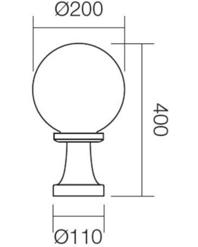 Градинска лампа Smarter - Sfera 200 9764, IP44, E27, 1x28W, черно-опушена - 2