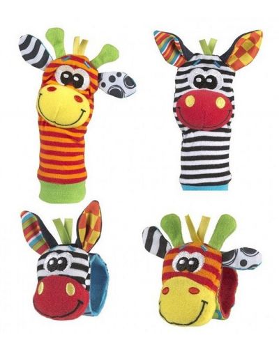Бебешки комплект Playgro - Гривни дрънкалки и чорапки, Джунгла