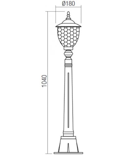 Градинска лампа Smarter - Matera 9634, IP33, E27, 1x42W, черно-медна - 2