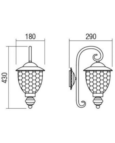 Градински фенер Smarter - Matera 9600, IP33, E27, 1x42W, черно-меден - 2