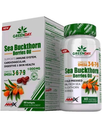 GreenDay Sea Buckthorn Berries Oil, 60 меки капсули, Amix - 1