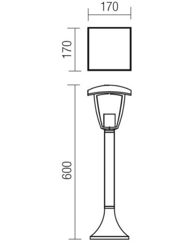 Градинска лампа Smarter - Edmond 9157, IP44, E27, 1x28W, черна - 2