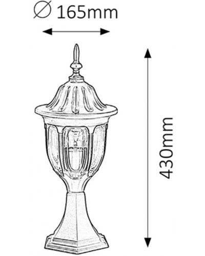 Градинска лампа Rabalux - Milano 8343, IP43, E27, 1 x 60W, черна - 2