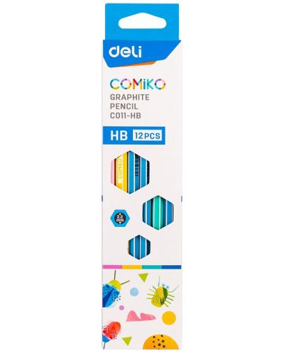 Графитен молив с гума Deli Comiko - EC011-HB, HB, асортимент - 3