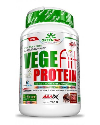 GreenDay Vegefiit Protein, двоен шоколад, 720 g, Amix - 1