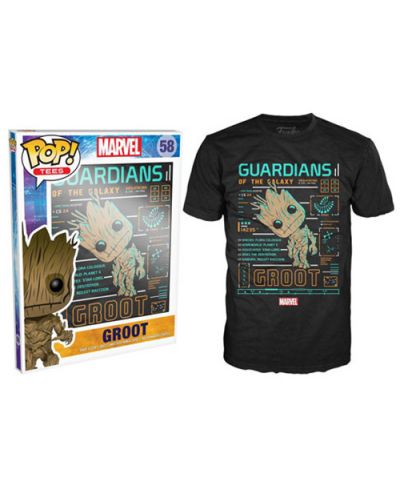 Тениска Funko Pop! Marvel Gardians of the Galaxy - Groot, черна, M (разопакован) - 3