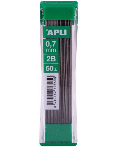 Графити за автоматичен молив Apli - 2B, 0.7 mm, 50 броя - 1