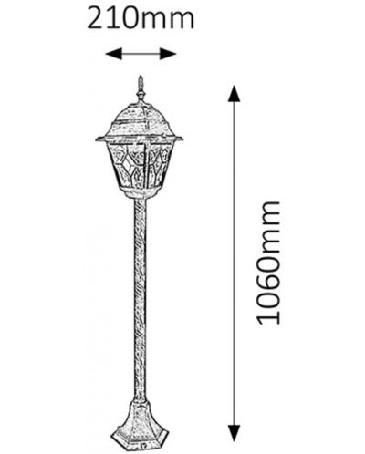 Градинска лампа Rabalux - Monaco 8185, IP43, E27, 1 х 60W, бронзова - 2