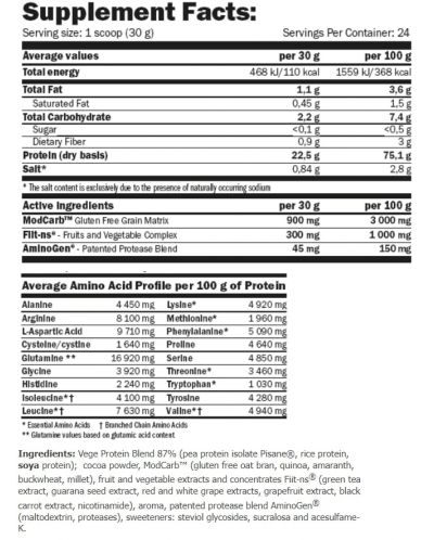 GreenDay Vegefiit Protein, двоен шоколад, 720 g, Amix - 2