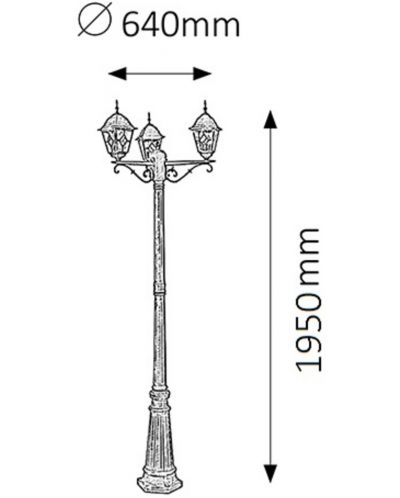 Градинска лампа Rabalux - Monaco 8186, IP43, E27, 3 х 60W, бронзова - 2