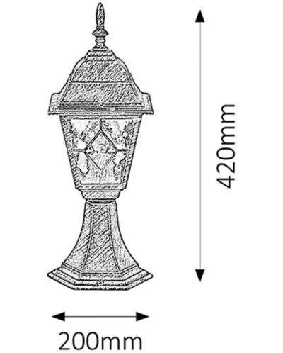 Градинска лампа Rabalux - Monaco 8183, IP43, E27, 1 x 60W, бронзова - 2