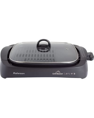 Грил Rohnson - Grill Master R-2525, 2200W, незалепващо, оребрена/плоска, черен - 1