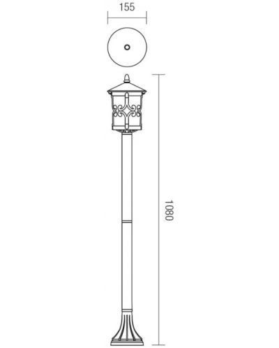 Градинска лампа Smarter - Tirol 9262, IP23, E27, 1x42W, антично черна - 3