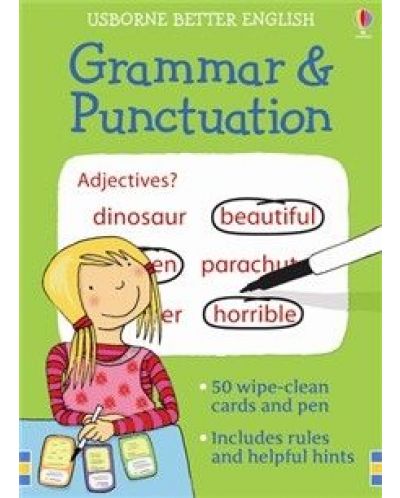 Grammar &amp; Punctuation 50 wipe-clean cards and pen