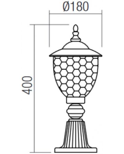 Градинска лампа Smarter - Matera 9633, IP33, E27, 1x42W, черно-медна - 2
