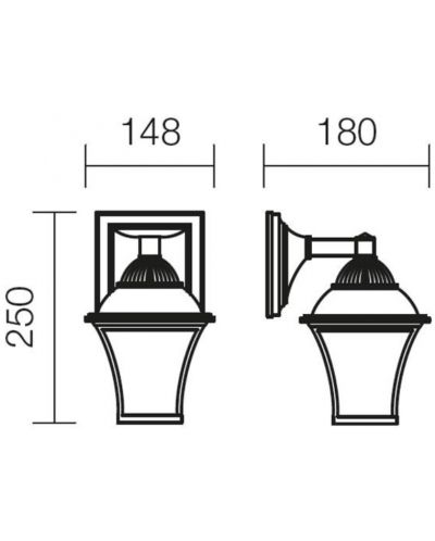 Градински фенер Smarter - Avignon 9960, IP23, E27, 1x42W, антично кафяв - 4