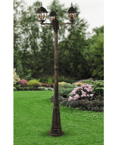 Градинска лампа Rabalux - Monaco 8186, IP43, E27, 3 х 60W, бронзова - 3