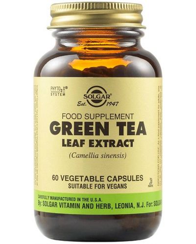 Green Tea Leaf Extract, 60 растителни капсули, Solgar - 1