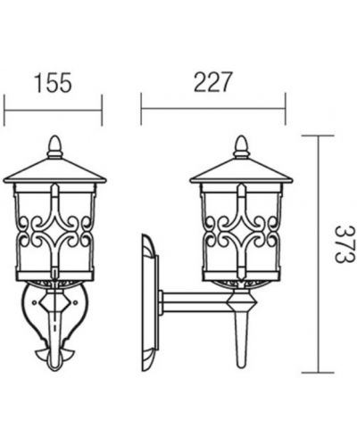 Градински фенер Smarter - Tirol 9259, IP23, E27, 1x42W, антично черен - 3