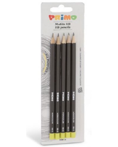 Графитни моливи Primo HB - Шестоъгълни, 5 броя - 1