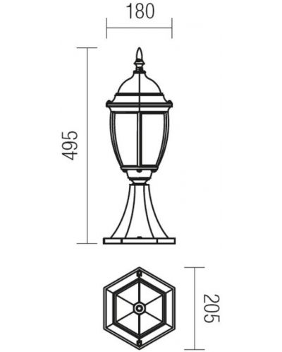 Градинска лампа Smarter - Sevilla 9606, IP44, E27, 1x42W, антично черен - 2