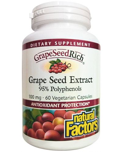 GrapeSeedRich Grape Seed Extract, 100 mg, 60 веге капсули, Natural Factors - 1