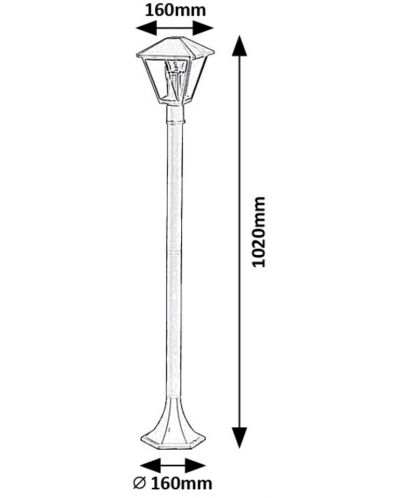 Градинска лампа Rabalux - Paravento 7150, IP44, 1 x 40W max, черна - 2