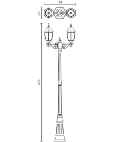 Градинска лампа Smarter - Sevilla 9609, IP44, E27, 2x42W, антично черна - 2