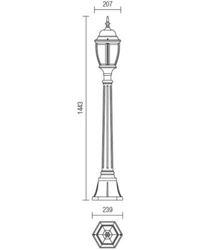 Градинска лампа Smarter - Sevilla 9608, IP44, E27, 1x42W, антично черна - 2