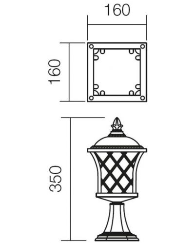 Градинска лампа Smarter - Bremen 9953, IP23, E27, 1x42W, черен месинг - 3