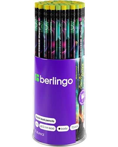 Графитен молив Berlingo - Futureal, HB, с гума, асортимент - 2