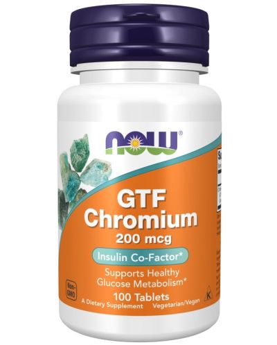 GTF Chromium, 200 mcg, 100 таблетки, Now - 1