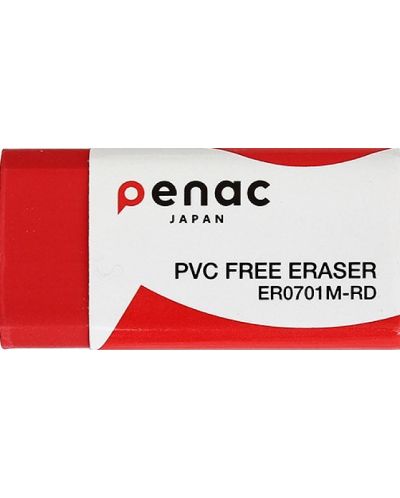 Гума за молив Penac - 4.3 х 2.1 х 1.3 cm, червена - 1