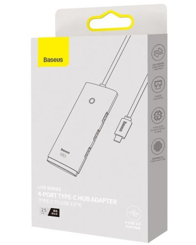 Хъб Baseus - Lite Series, 5 порта, USB-C, 0.25m, черен - 5