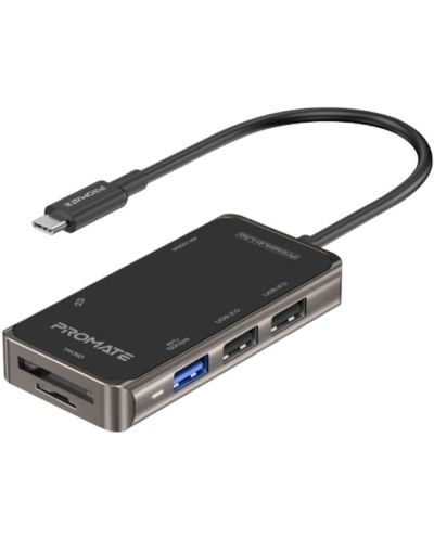 Хъб ProMate - Primehub Lite, 7 порта, USB-C, черен - 1