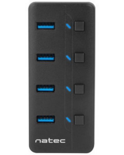 Хъб Natec - Mantis 2, 4 порта, USB 3.0, черен - 3