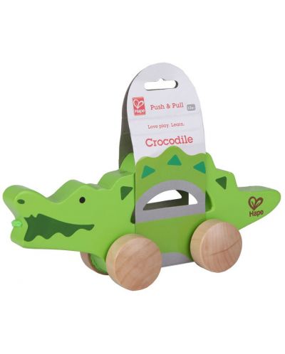 Дървена играчка на колела – Крокодил - 1