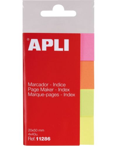 Хартиени индекси Apli - 4 неонови цвята,  20 х 50 mm - 1