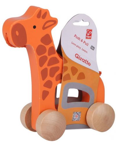 Дървена играчка на колела – Жирафче - 1