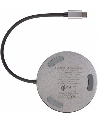 Безжично зарядно и хъб Xtorm - 8912, 6 в 1, USB-C, черно/сиво - 4