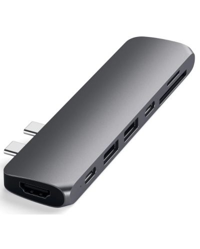 USB хъб Satechi - Aluminium Pro, 6 порта, USB-C, MacBook Pro, сив - 2